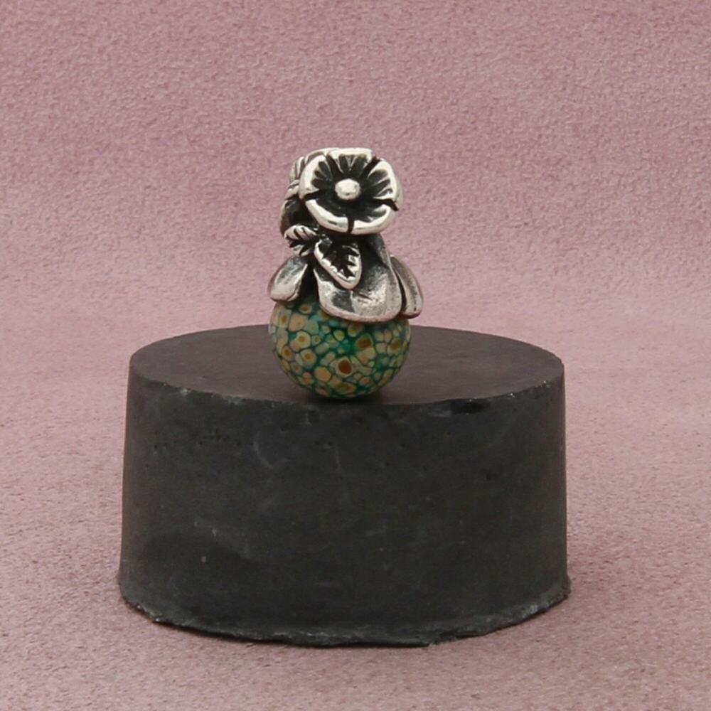 trollbeads sterling silver forget-me-not bud flowers glass retired bead charm